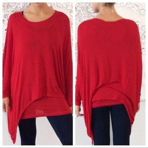 Grace Elements red loose long-sleeve top, size S